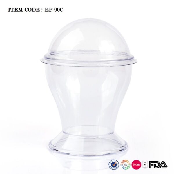 CIRCLE CUP W/DOME LID ~ PS MATERIAL ~ VOL 150 ML (10 PCS)